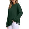 imageSaloogoe Womens Casual Loose Fit Sweatshirt Trendy Tops Crewneck Side Split Long Sleeve ShirtsGreen