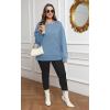 imageSaloogoe Womens Casual Loose Fit Sweatshirt Trendy Tops Crewneck Side Split Long Sleeve ShirtsLight Blue