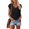 imageSaloogoe Womens Summer Tops 2025 Cap Sleeve U Neck T Shirts Short Sleeve Tshirts Shirts Beach Fashion Vacation OutfitsAll Black