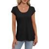 imageSaloogoe Womens Summer Tops 2025 Cap Sleeve U Neck T Shirts Short Sleeve Tshirts Shirts Beach Fashion Vacation OutfitsAll Black