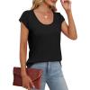 imageSaloogoe Womens Summer Tops 2025 Cap Sleeve U Neck T Shirts Short Sleeve Tshirts Shirts Beach Fashion Vacation OutfitsAll Black