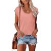 imageSaloogoe Womens Summer Tops 2025 Cap Sleeve U Neck T Shirts Short Sleeve Tshirts Shirts Beach Fashion Vacation OutfitsAll Coral