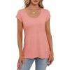 imageSaloogoe Womens Summer Tops 2025 Cap Sleeve U Neck T Shirts Short Sleeve Tshirts Shirts Beach Fashion Vacation OutfitsAll Coral
