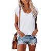 imageSaloogoe Womens Summer Tops 2025 Cap Sleeve U Neck T Shirts Short Sleeve Tshirts Shirts Beach Fashion Vacation OutfitsAll White