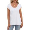imageSaloogoe Womens Summer Tops 2025 Cap Sleeve U Neck T Shirts Short Sleeve Tshirts Shirts Beach Fashion Vacation OutfitsAll White