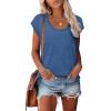 imageSaloogoe Womens Summer Tops 2025 Cap Sleeve U Neck T Shirts Short Sleeve Tshirts Shirts Beach Fashion Vacation OutfitsBlue