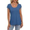 imageSaloogoe Womens Summer Tops 2025 Cap Sleeve U Neck T Shirts Short Sleeve Tshirts Shirts Beach Fashion Vacation OutfitsBlue