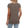 imageSaloogoe Womens Summer Tops 2025 Cap Sleeve U Neck T Shirts Short Sleeve Tshirts Shirts Beach Fashion Vacation OutfitsCoffee