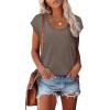 imageSaloogoe Womens Summer Tops 2025 Cap Sleeve U Neck T Shirts Short Sleeve Tshirts Shirts Beach Fashion Vacation OutfitsCoffee