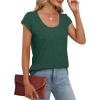 imageSaloogoe Womens Summer Tops 2025 Cap Sleeve U Neck T Shirts Short Sleeve Tshirts Shirts Beach Fashion Vacation OutfitsGreen