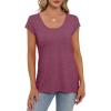 imageSaloogoe Womens Summer Tops 2025 Cap Sleeve U Neck T Shirts Short Sleeve Tshirts Shirts Beach Fashion Vacation OutfitsPurple Red