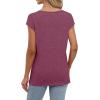 imageSaloogoe Womens Summer Tops 2025 Cap Sleeve U Neck T Shirts Short Sleeve Tshirts Shirts Beach Fashion Vacation OutfitsPurple Red