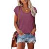 imageSaloogoe Womens Summer Tops 2025 Cap Sleeve U Neck T Shirts Short Sleeve Tshirts Shirts Beach Fashion Vacation OutfitsPurple Red