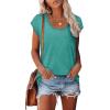 imageSaloogoe Womens Summer Tops 2025 Cap Sleeve U Neck T Shirts Short Sleeve Tshirts Shirts Beach Fashion Vacation OutfitsTurquoise