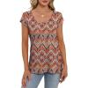 imageSaloogoe Womens Summer Tops 2025 Cap Sleeve U Neck T Shirts Short Sleeve Tshirts Shirts Beach Fashion Vacation OutfitsUnique Bohemia