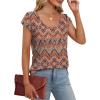 imageSaloogoe Womens Summer Tops 2025 Cap Sleeve U Neck T Shirts Short Sleeve Tshirts Shirts Beach Fashion Vacation OutfitsUnique Bohemia