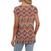 imageSaloogoe Womens Summer Tops 2025 Cap Sleeve U Neck T Shirts Short Sleeve Tshirts Shirts Beach Fashion Vacation OutfitsUnique Bohemia