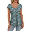imageSaloogoe Womens Summer Tops 2025 Cap Sleeve U Neck T Shirts Short Sleeve Tshirts Shirts Beach Fashion Vacation OutfitsUnique Floral Blue