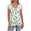 imageSaloogoe Womens Summer Tops 2025 Cap Sleeve U Neck T Shirts Short Sleeve Tshirts Shirts Beach Fashion Vacation OutfitsUnique Leaf Print