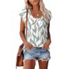imageSaloogoe Womens Summer Tops 2025 Cap Sleeve U Neck T Shirts Short Sleeve Tshirts Shirts Beach Fashion Vacation OutfitsUnique Leaf Print