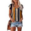 imageSaloogoe Womens Summer Tops 2025 Cap Sleeve U Neck T Shirts Short Sleeve Tshirts Shirts Beach Fashion Vacation OutfitsUnique Stripe and Polka Dot