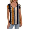 imageSaloogoe Womens Summer Tops 2025 Cap Sleeve U Neck T Shirts Short Sleeve Tshirts Shirts Beach Fashion Vacation OutfitsUnique Stripe and Polka Dot