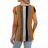 imageSaloogoe Womens Summer Tops 2025 Cap Sleeve U Neck T Shirts Short Sleeve Tshirts Shirts Beach Fashion Vacation OutfitsUnique Stripe and Polka Dot