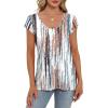 imageSaloogoe Womens Summer Tops 2025 Cap Sleeve U Neck T Shirts Short Sleeve Tshirts Shirts Beach Fashion Vacation OutfitsWhite Tie Dye