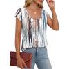 imageSaloogoe Womens Summer Tops 2025 Cap Sleeve U Neck T Shirts Short Sleeve Tshirts Shirts Beach Fashion Vacation OutfitsWhite Tie Dye