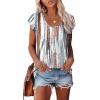 imageSaloogoe Womens Summer Tops 2025 Cap Sleeve U Neck T Shirts Short Sleeve Tshirts Shirts Beach Fashion Vacation OutfitsWhite Tie Dye