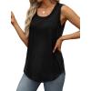 imageSaloogoe Womens Tank Tops Summer Loose Sleeveless Tops Ribbed Trim Scoop Neck Curved Hem 2024Cblack