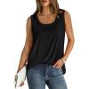 imageSaloogoe Womens Tank Tops Summer Loose Sleeveless Tops Ribbed Trim Scoop Neck Curved Hem 2024Cblack