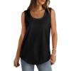 imageSaloogoe Womens Tank Tops Summer Loose Sleeveless Tops Ribbed Trim Scoop Neck Curved Hem 2024Cblack