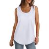 imageSaloogoe Womens Tank Tops Summer Loose Sleeveless Tops Ribbed Trim Scoop Neck Curved Hem 2024Cwhite