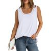 imageSaloogoe Womens Tank Tops Summer Loose Sleeveless Tops Ribbed Trim Scoop Neck Curved Hem 2024Cwhite