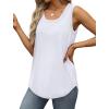 imageSaloogoe Womens Tank Tops Summer Loose Sleeveless Tops Ribbed Trim Scoop Neck Curved Hem 2024Cwhite