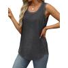 imageSaloogoe Womens Tank Tops Summer Loose Sleeveless Tops Ribbed Trim Scoop Neck Curved Hem 2024Ddark Grey