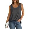 imageSaloogoe Womens Tank Tops Summer Loose Sleeveless Tops Ribbed Trim Scoop Neck Curved Hem 2024Ddark Grey