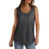 imageSaloogoe Womens Tank Tops Summer Loose Sleeveless Tops Ribbed Trim Scoop Neck Curved Hem 2024Ddark Grey