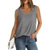 imageSaloogoe Womens Tank Tops Summer Loose Sleeveless Tops Ribbed Trim Scoop Neck Curved Hem 2024Dgrey