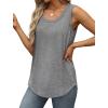 imageSaloogoe Womens Tank Tops Summer Loose Sleeveless Tops Ribbed Trim Scoop Neck Curved Hem 2024Dgrey