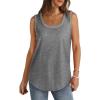 imageSaloogoe Womens Tank Tops Summer Loose Sleeveless Tops Ribbed Trim Scoop Neck Curved Hem 2024Dgrey
