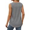 imageSaloogoe Womens Tank Tops Summer Loose Sleeveless Tops Ribbed Trim Scoop Neck Curved Hem 2024Dgrey
