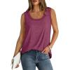 imageSaloogoe Womens Tank Tops Summer Loose Sleeveless Tops Ribbed Trim Scoop Neck Curved Hem 2024Dpurple Red