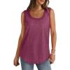 imageSaloogoe Womens Tank Tops Summer Loose Sleeveless Tops Ribbed Trim Scoop Neck Curved Hem 2024Dpurple Red