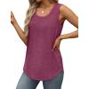 imageSaloogoe Womens Tank Tops Summer Loose Sleeveless Tops Ribbed Trim Scoop Neck Curved Hem 2024Dpurple Red