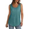 imageSaloogoe Womens Tank Tops Summer Loose Sleeveless Tops Ribbed Trim Scoop Neck Curved Hem 2024Eturquoise