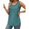imageSaloogoe Womens Tank Tops Summer Loose Sleeveless Tops Ribbed Trim Scoop Neck Curved Hem 2024Eturquoise