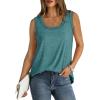 imageSaloogoe Womens Tank Tops Summer Loose Sleeveless Tops Ribbed Trim Scoop Neck Curved Hem 2024Eturquoise