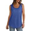 imageSaloogoe Womens Tank Tops Summer Loose Sleeveless Tops Ribbed Trim Scoop Neck Curved Hem 2024Fblue